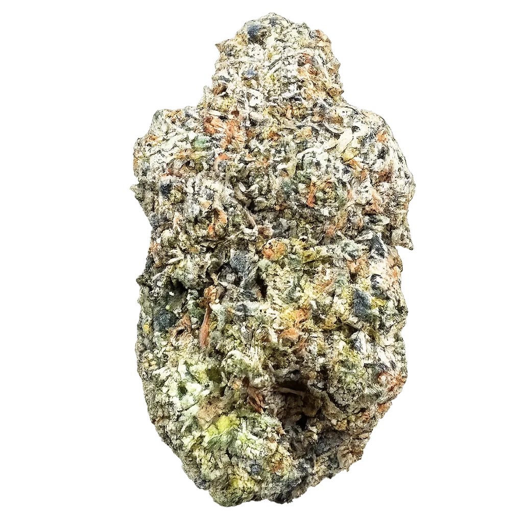 Candy Cartel strain with frosty purple-green buds, sweet candy aroma, fruity dessert terps, and dense trichome coverage.