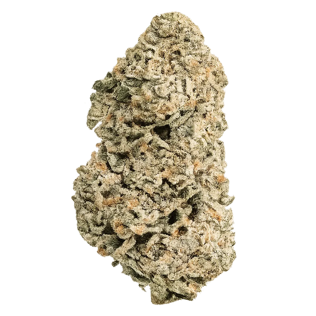 Drip Drop strain with frosty purple-green buds, sweet syrup aroma, candy dessert terps, and dense trichome coverage.