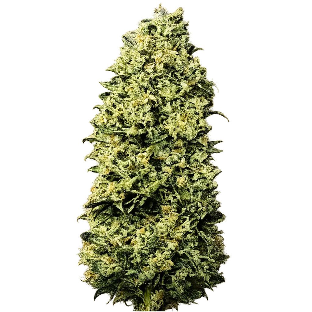 MM8 strain with frosty purple-green buds, sweet candy aroma, creamy gas terps, and dense trichome coverage.